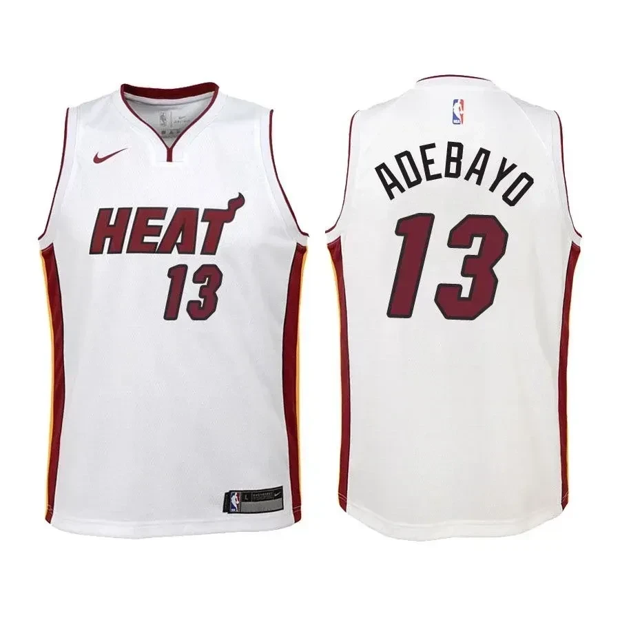 Miami Heat Bam Adebayo 13 Association Editio White NBA Jersey Youth