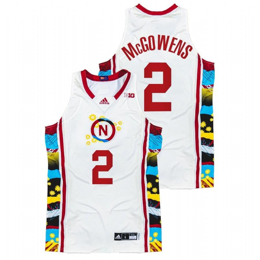 Nebraska Cornhuskers Trey McGowens 2 202 White Honoring Black Excellence Sunflower BHM NCAA Jersey Men's