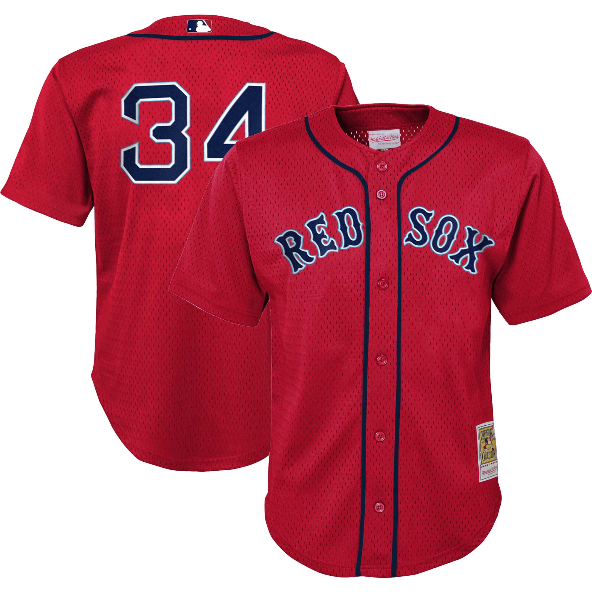 Preschool Boston Red Sox David Ortiz Mitchell Ness Red Cooperstown Collection Mesh Batting Practice MLB Jersey Men's