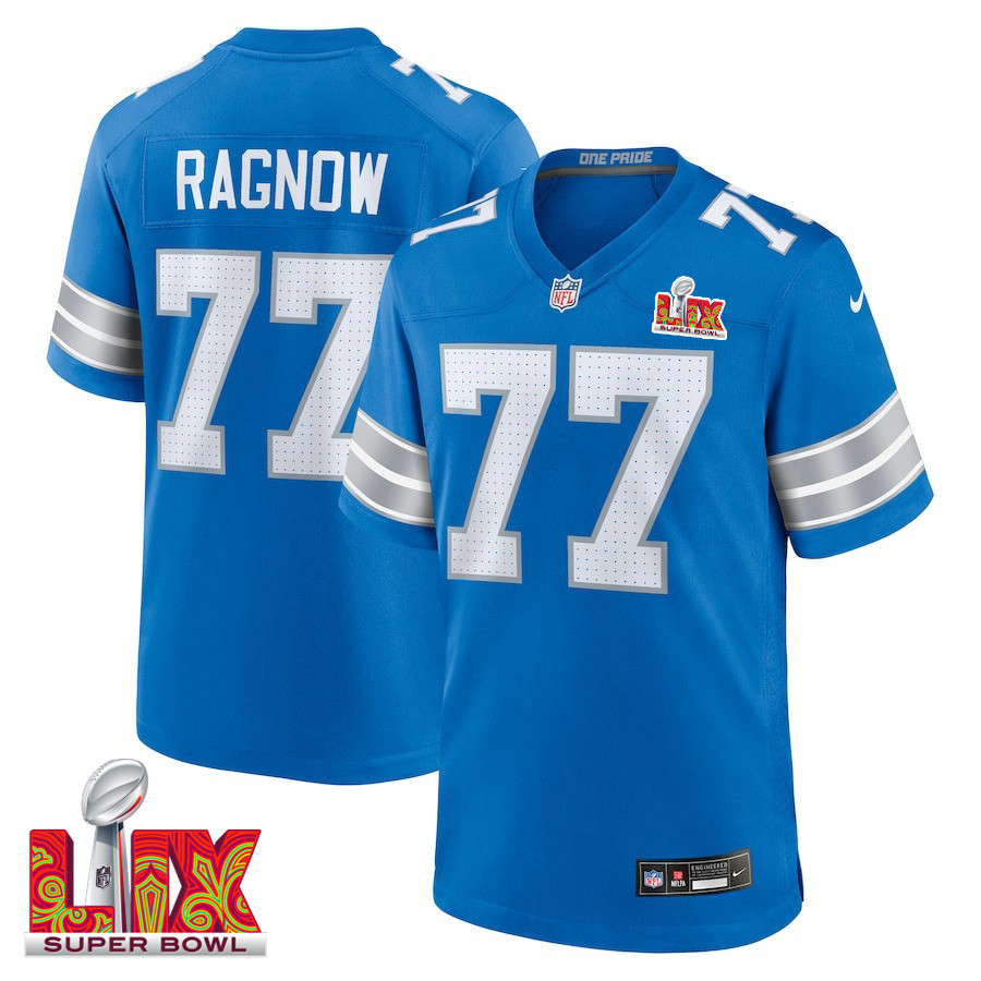 Frank Ragnow #77 Detroit Lions Super Bowl LIX Blue NFL Jersey Men's