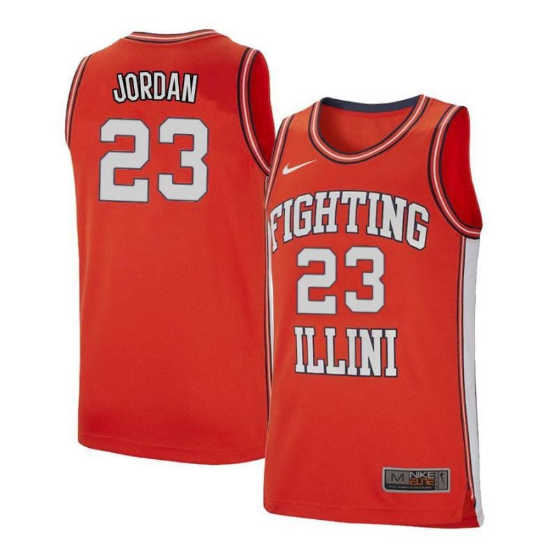 23 Aaron Jordan Orange Retro Elite Illinois Fighting Illini NCAA Jersey Men's
