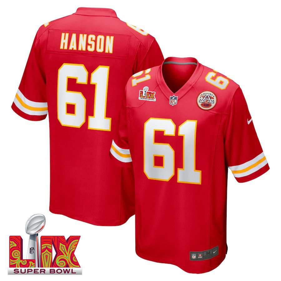 C.J. Hanson #61 Kansas City Chiefs Super Bowl LIX Red NFL Jersey Men's
