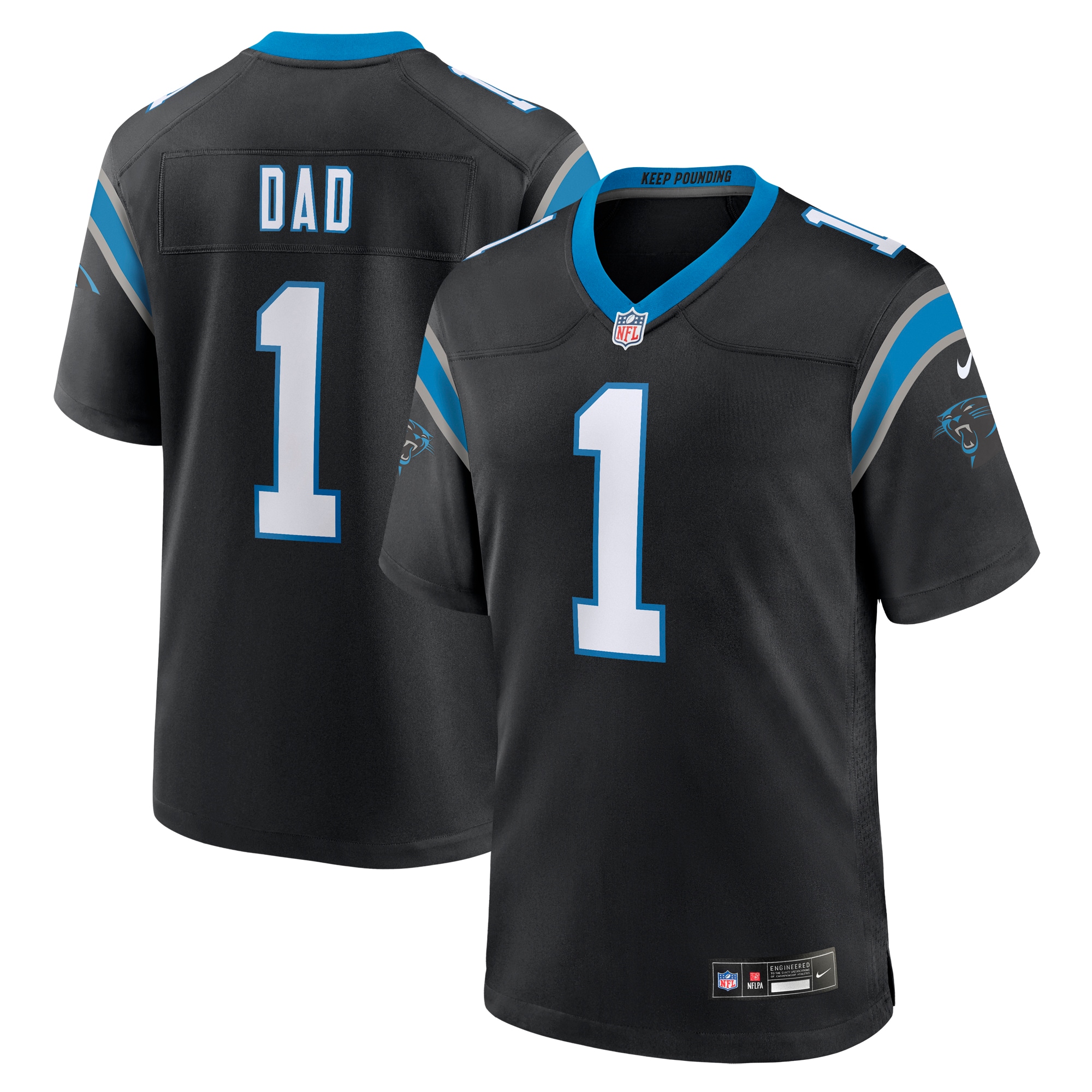 Carolina Panthers Number 1 Dad Black Game NFL Jersey Men's