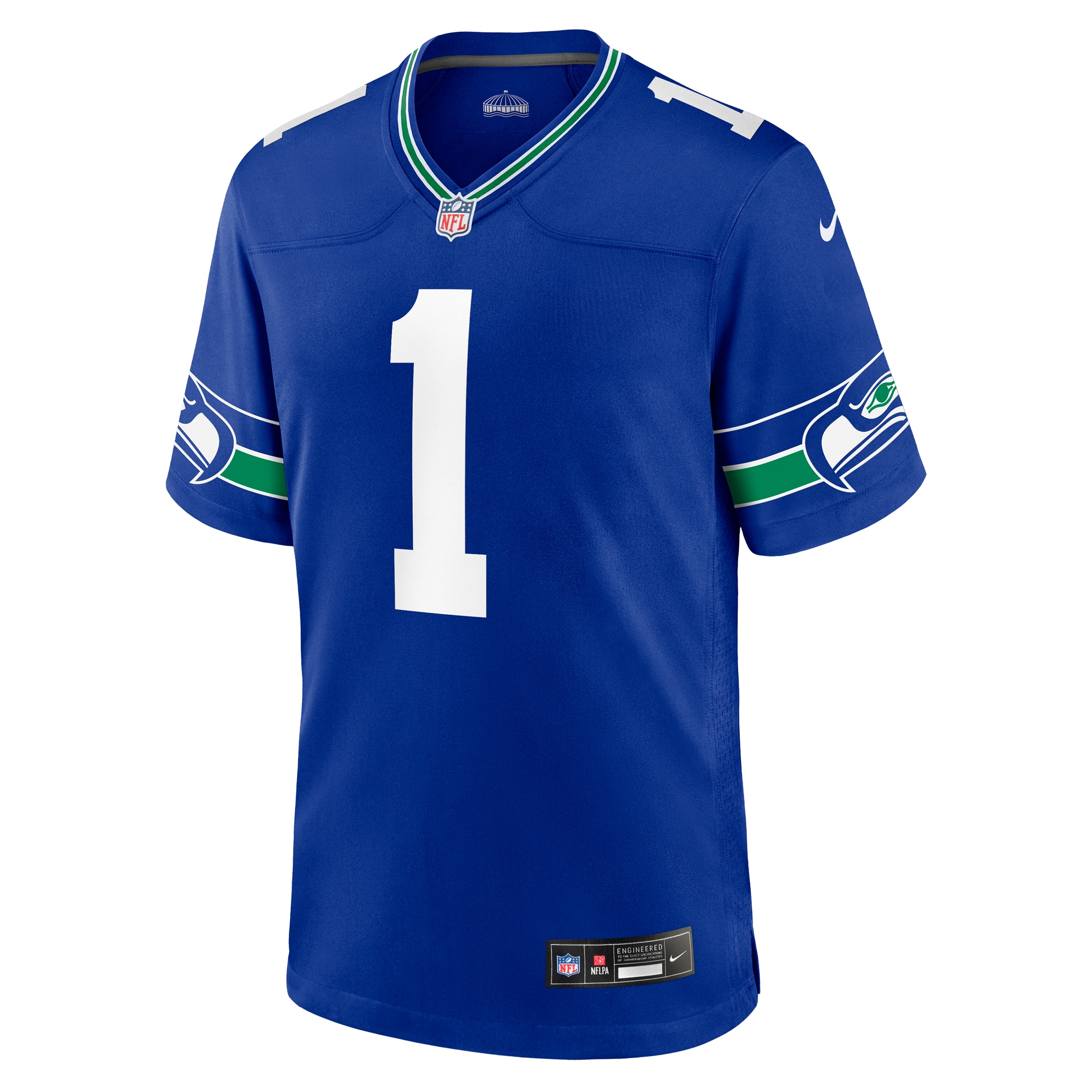 Seattle Seahawks Warren Moon Royal Throwback Retired Player Game NFL Jersey Men's