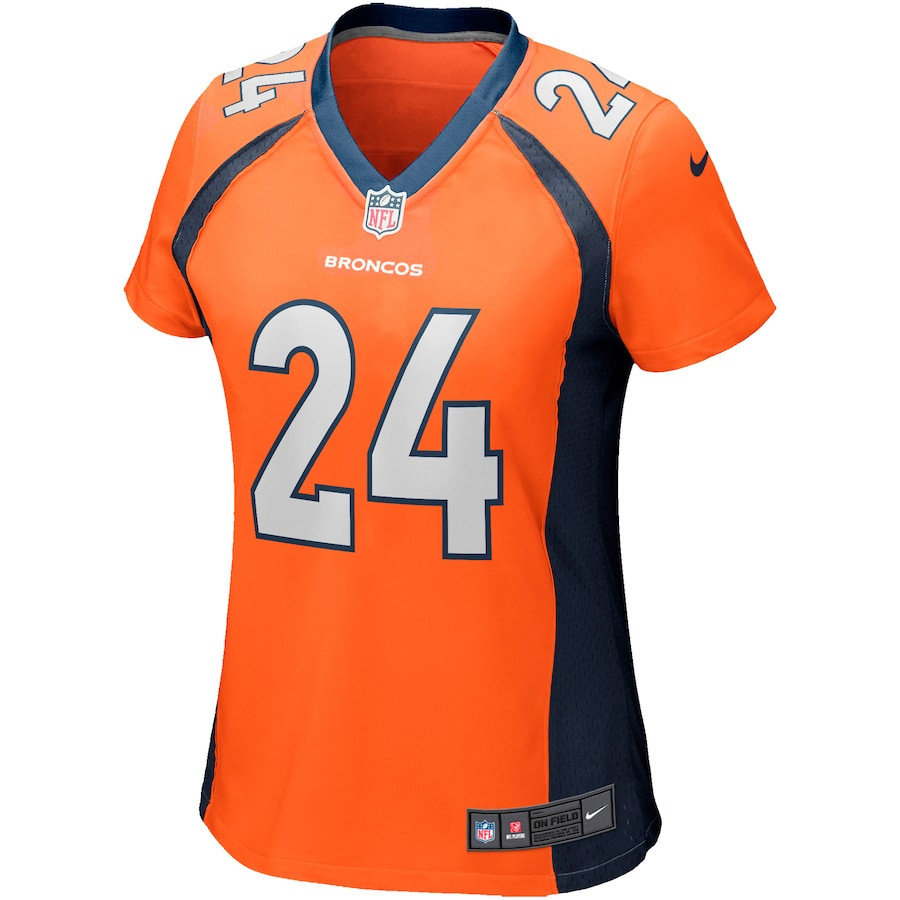 Champ Bailey 24 Denver Broncos Game Retired Orange NFL Jersey Women's