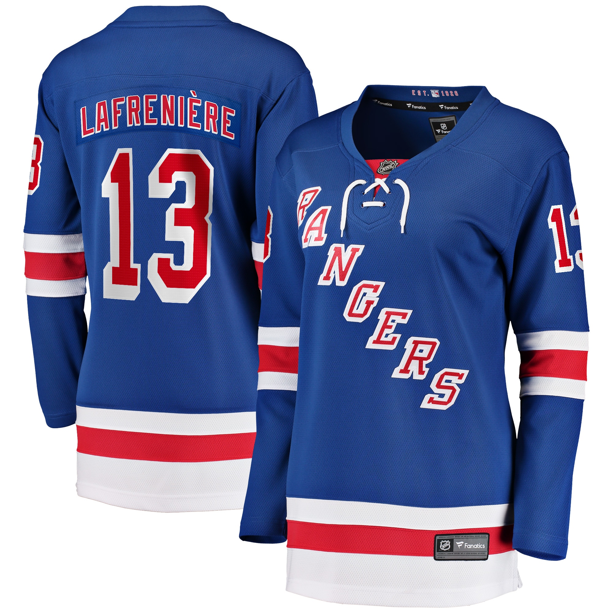 New York Rangers Alexis Lafreni?re Blue Breakaway Player NHL Jersey Women's