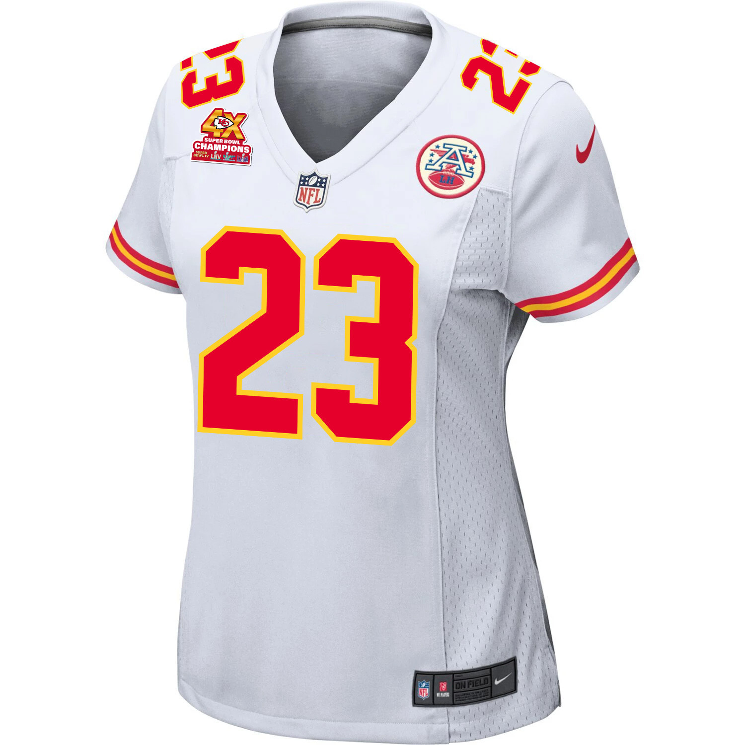 Drue Tranquill 23 Kansas City Chiefs Super Bowl LVIII Champions 4X Game White NFL Jersey Women's
