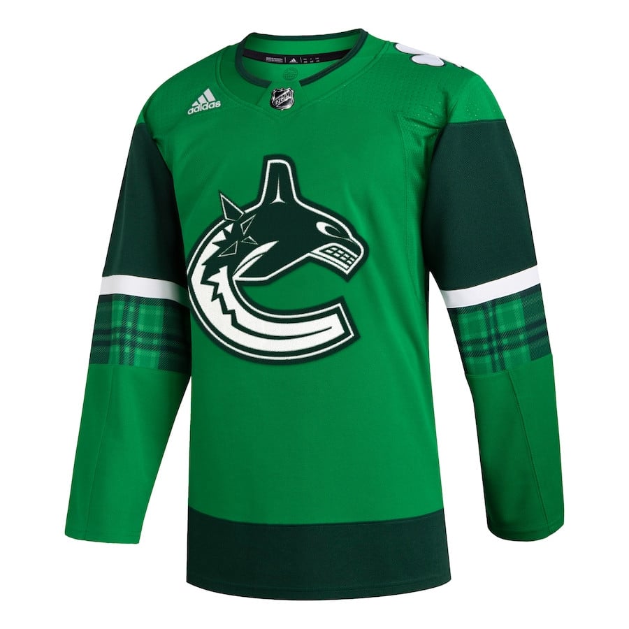 Vancouver Canucks 2023 St. Patrick's Day Primegreen Kelly Green NHL Jersey Men's