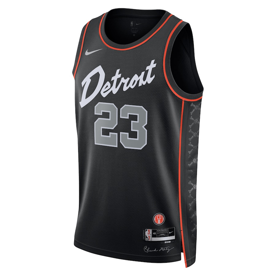 Jaden Ivey 23 Detroit Pistons 2023/24 City Edition Swingman Black NBA Jersey Men's