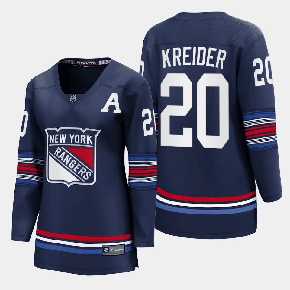 Chris Kreider 20 New York Rangers Alternate Premier Breakaway Navy NHL Jersey Women's