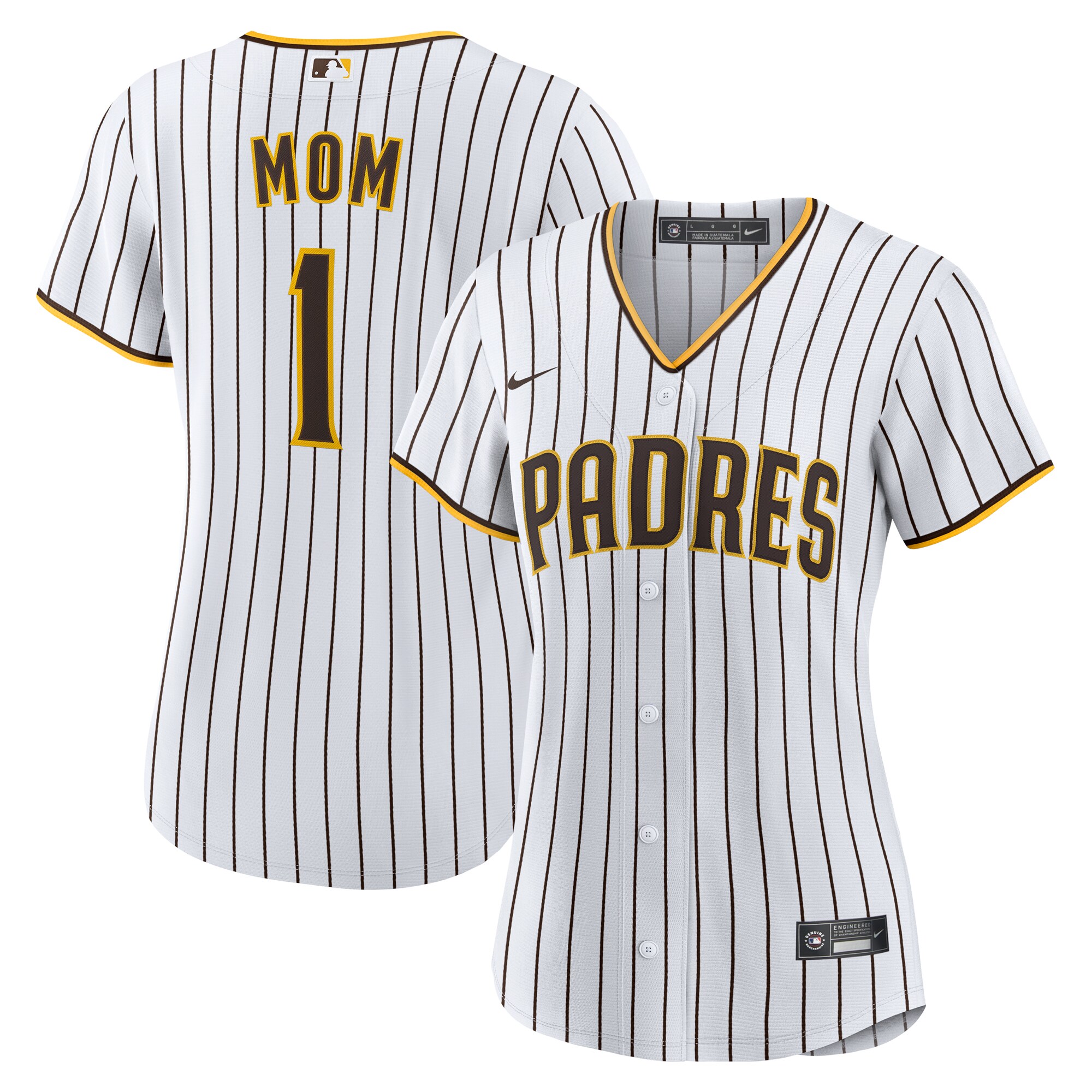 San Diego Padres White #1 Mom Home MLB Jersey Women's