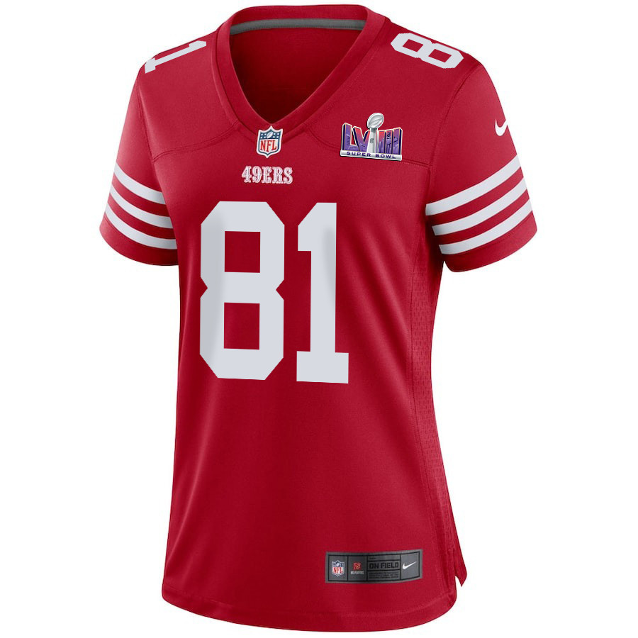 Cameron Latu 81 San Francisco 49ers Super Bowl LVIII Patch Game Scarlet NFL Jersey Women's