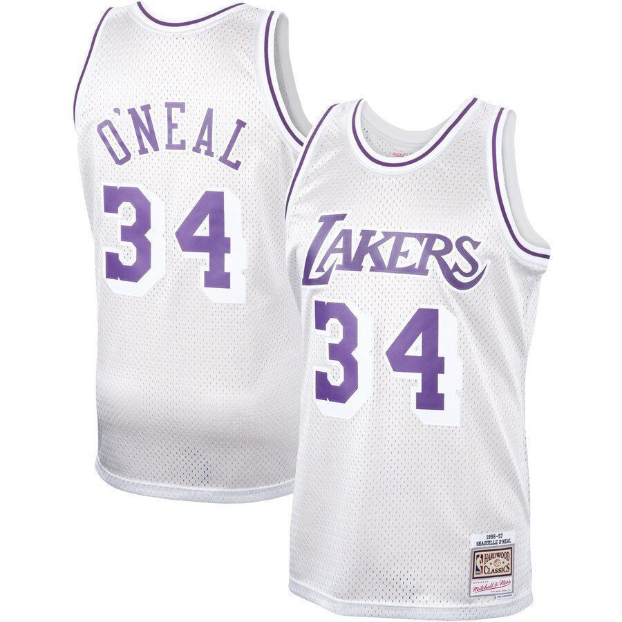 Shaquille O'neal Los Angeles Lakers Mitchell Ness Hardwood Classics Platinum Swingman NBA Jersey Men's