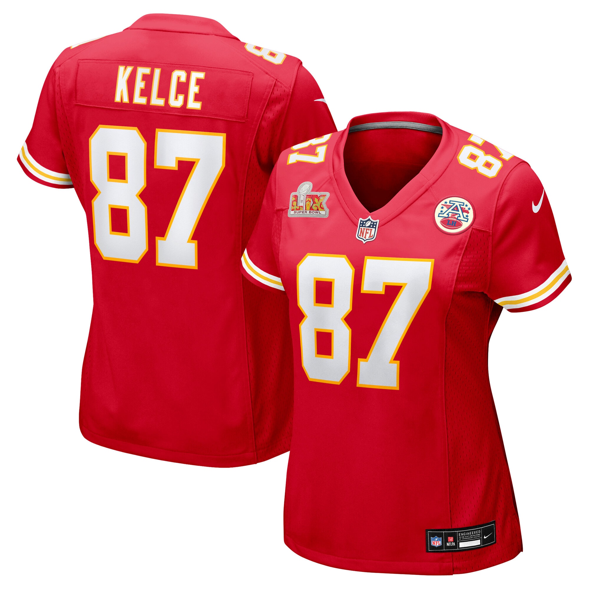Kansas City Chiefs Travis Kelce Red Super Bowl LIX Game NFL Jersey Women's