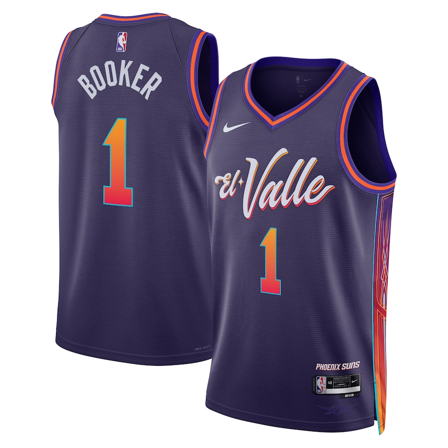 Devin Booker 1 Phoenix Suns 2023/24 City Edition Swingman Purple NBA Jersey Men's