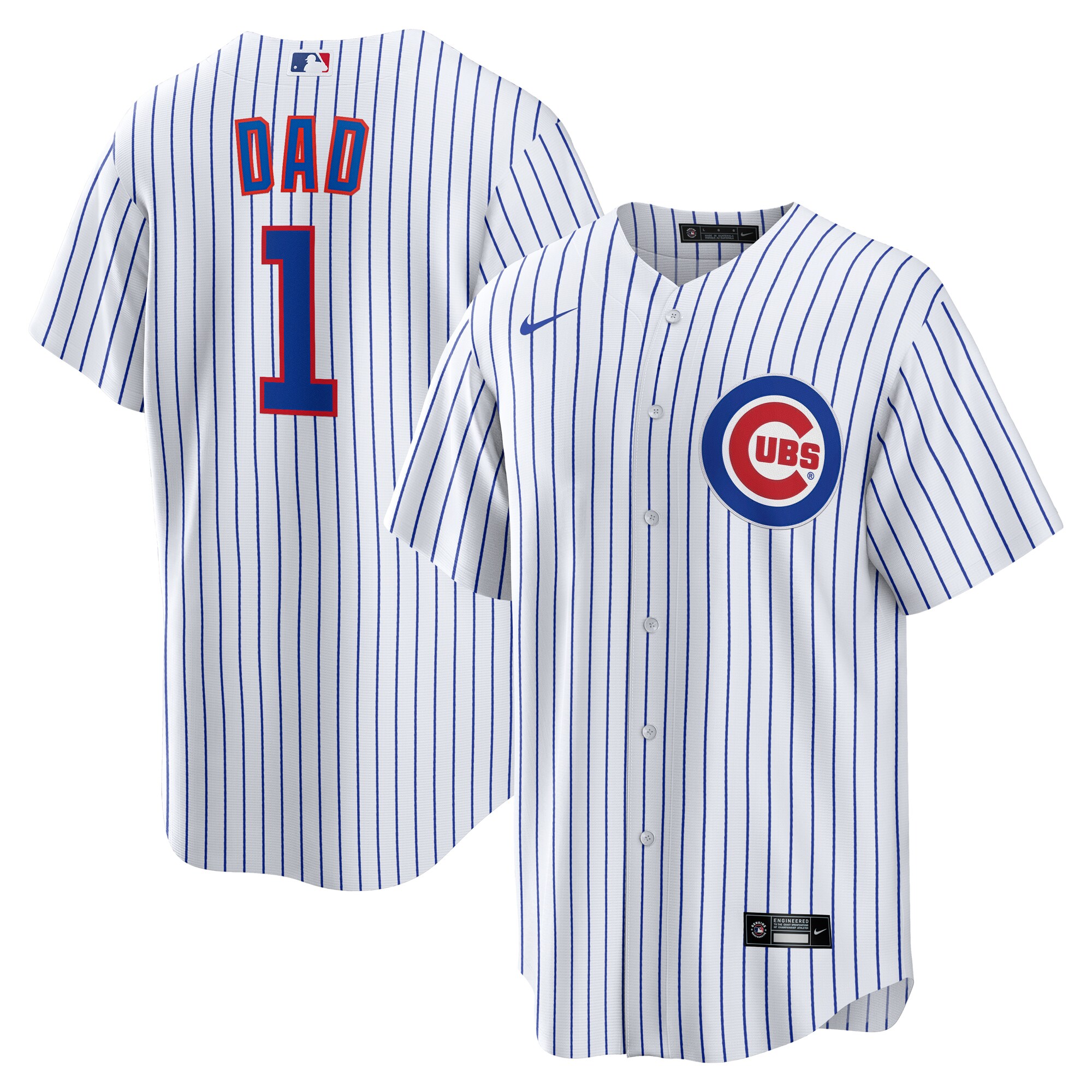 Chicago Cubs White #1 Dad Home MLB Jersey Men's