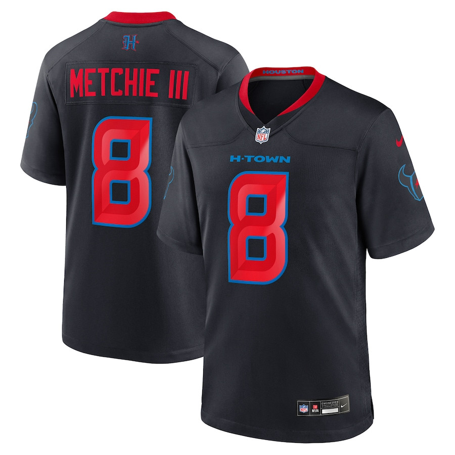 John Metchie III 8 Houston Texans 2nd Alternate Game Navy NFL Jersey Men's