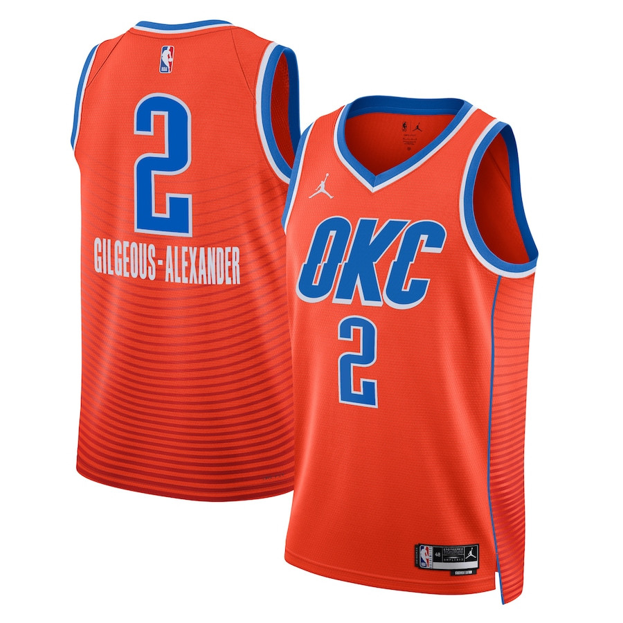 Shai Gilgeous-Alexander 2 Oklahoma City Thunde Unisex Swingman Statement Edition Orange NBA Jersey Unisex