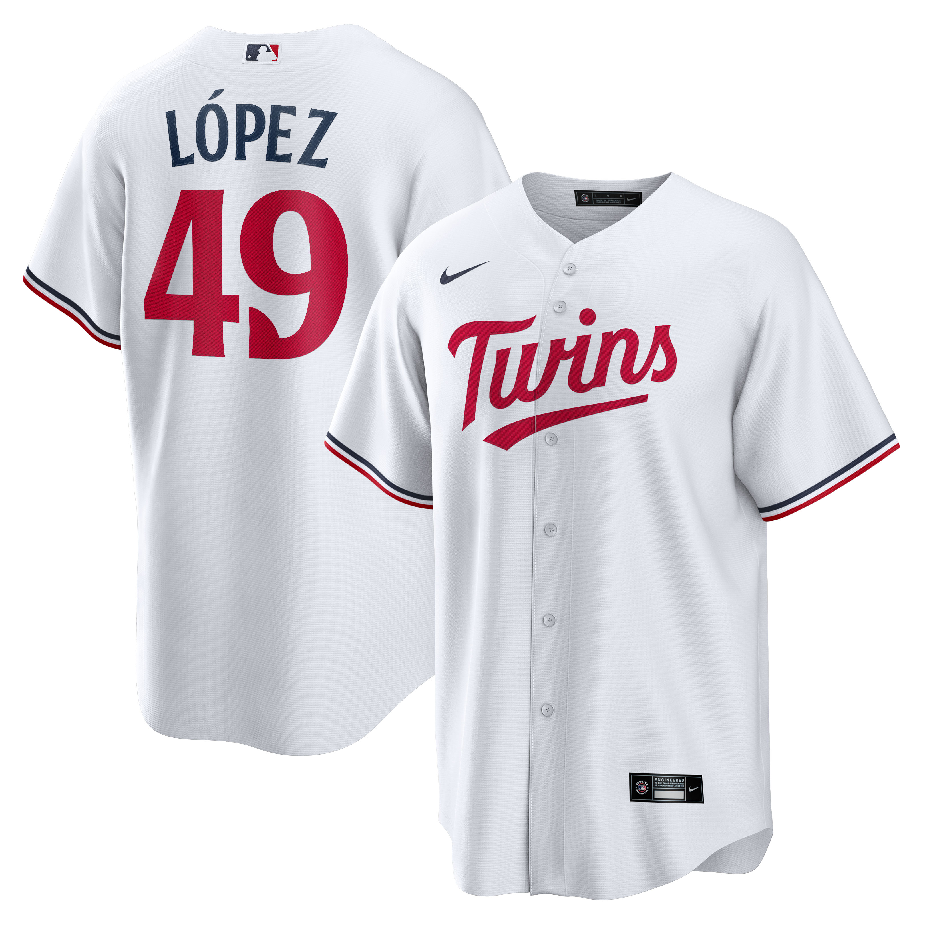 Minnesota Twins Pablo L?pez White Home Player MLB Jersey Men's