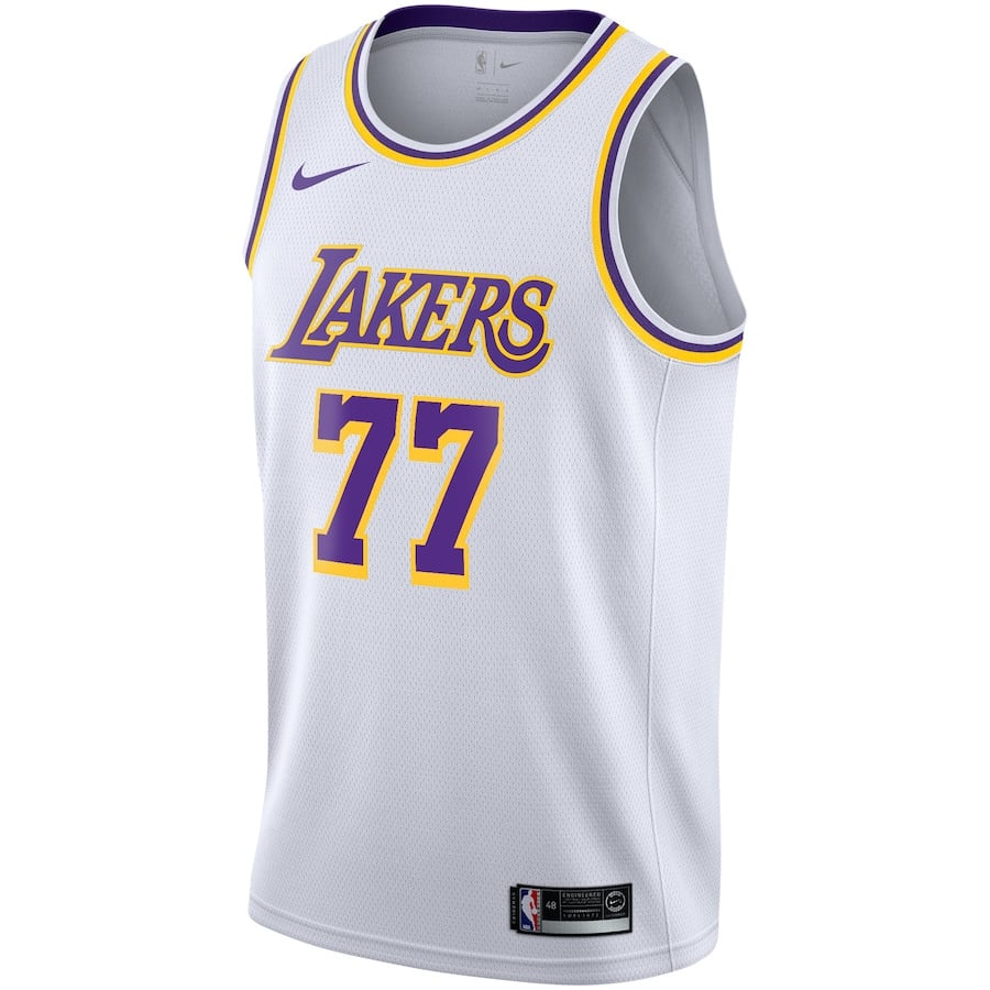 Luka Doncic 77 Los Angeles Lakers 2024/25 Swingman Player Association Editio White NBA Jersey Youth