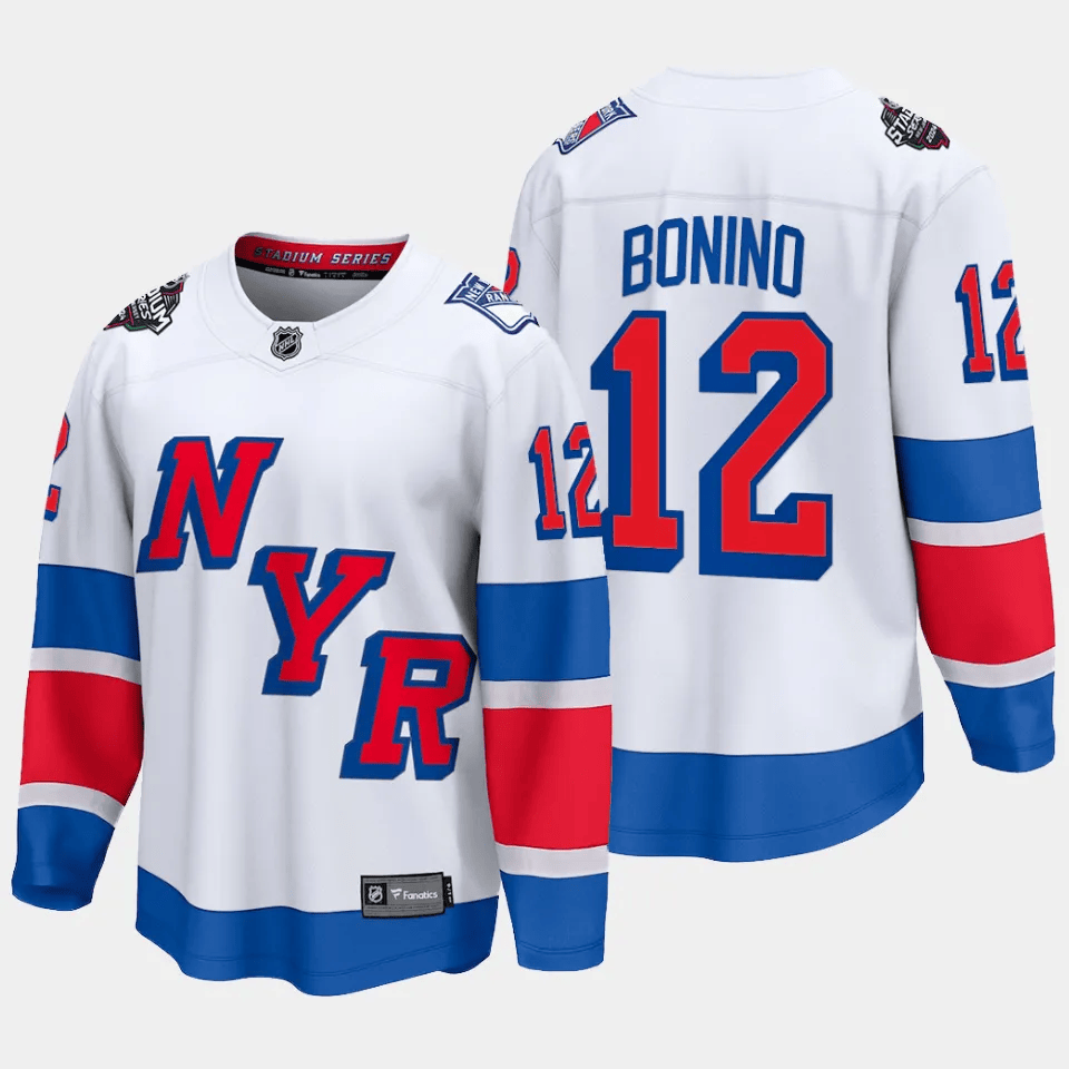 Nick Bonino 12 New York Rangers 2024 Stadium Series Patch Breakaway White NHL Jersey Men's