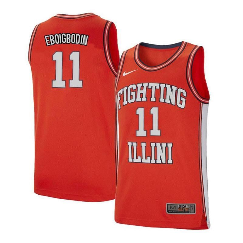 11 Greg Eboigbodin Orange Retro Elite Illinois Fighting Illini NCAA Jersey Men's