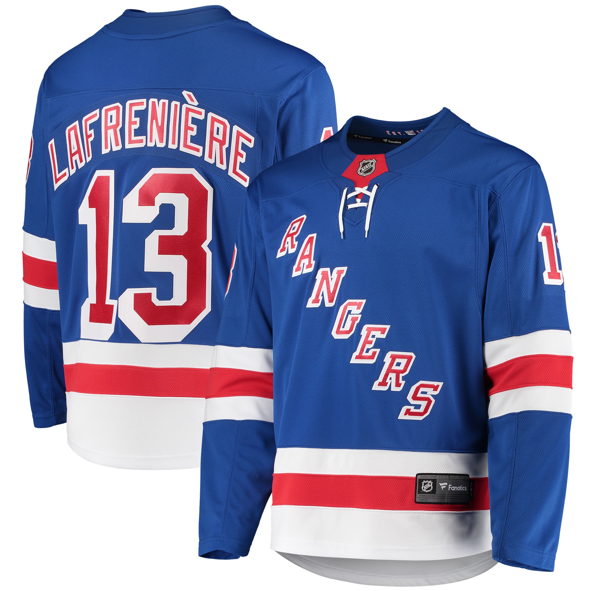 New York Rangers Alexis Lafreni?re Blue Premier Breakaway Player NHL Jersey Men's