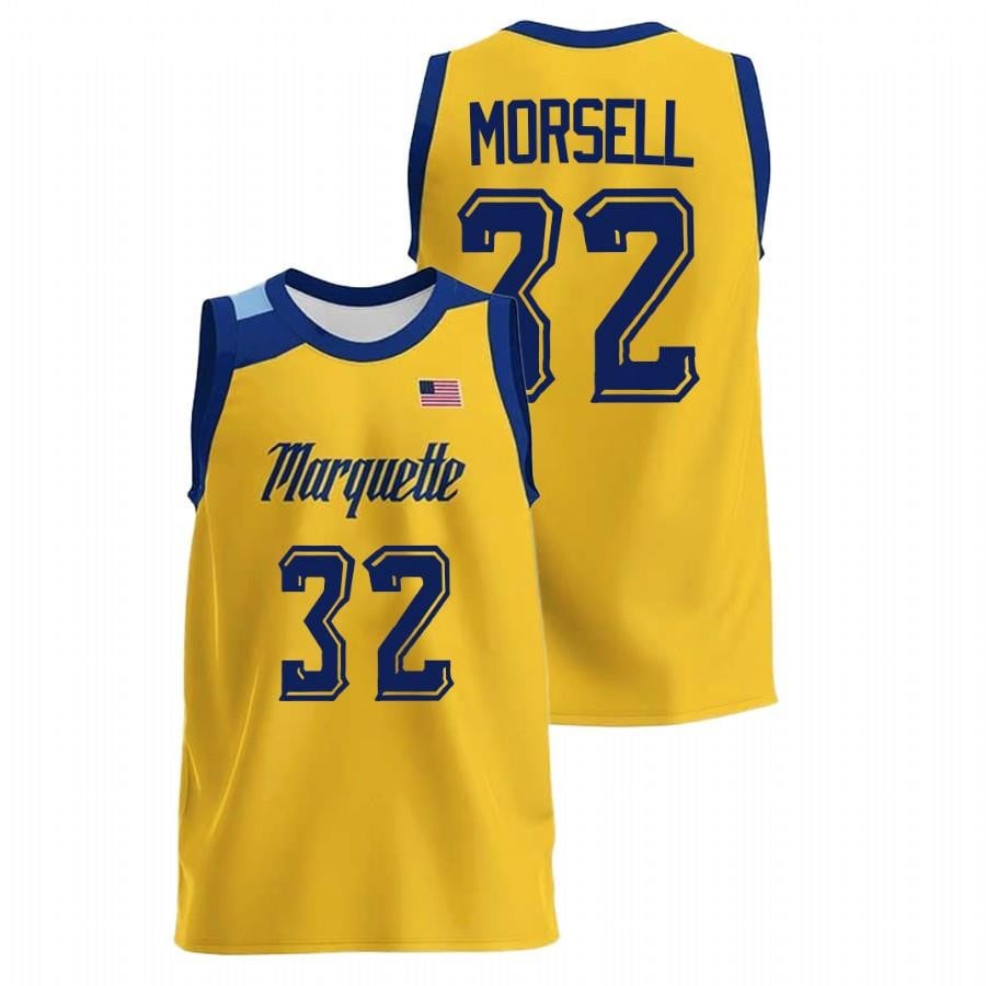 Darryl Morsell 32 Marquette Golden Eagles Gold College NCAA Jersey Men's