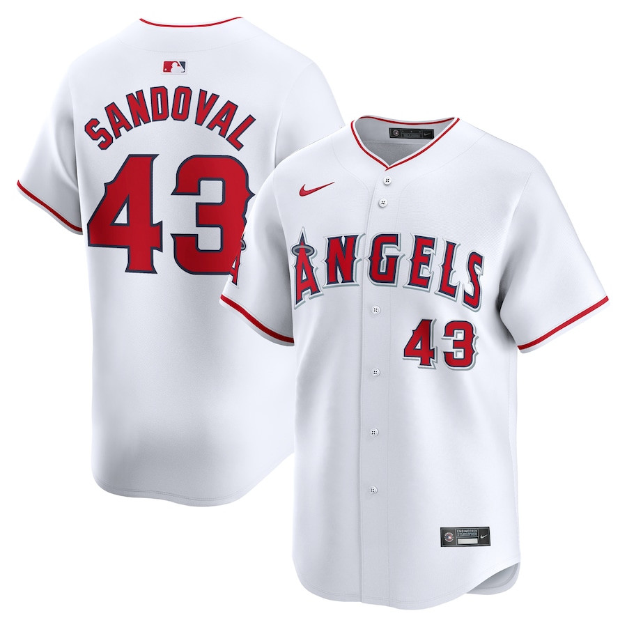 Patrick Sandoval 43 Los Angeles Angels Home Limited Player White MLB Jersey Men's