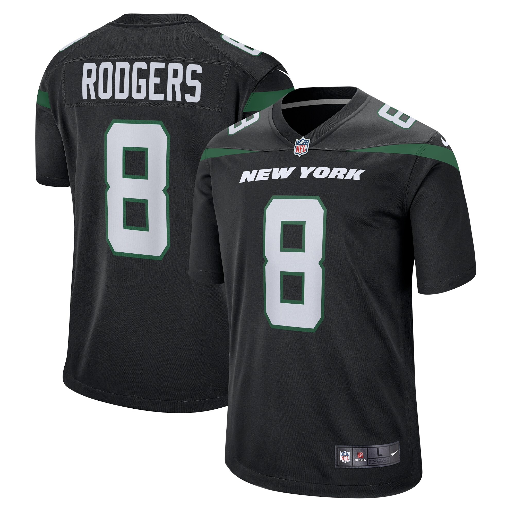 New York Jets Aaron Rodgers Black Game NFL Jersey Men's