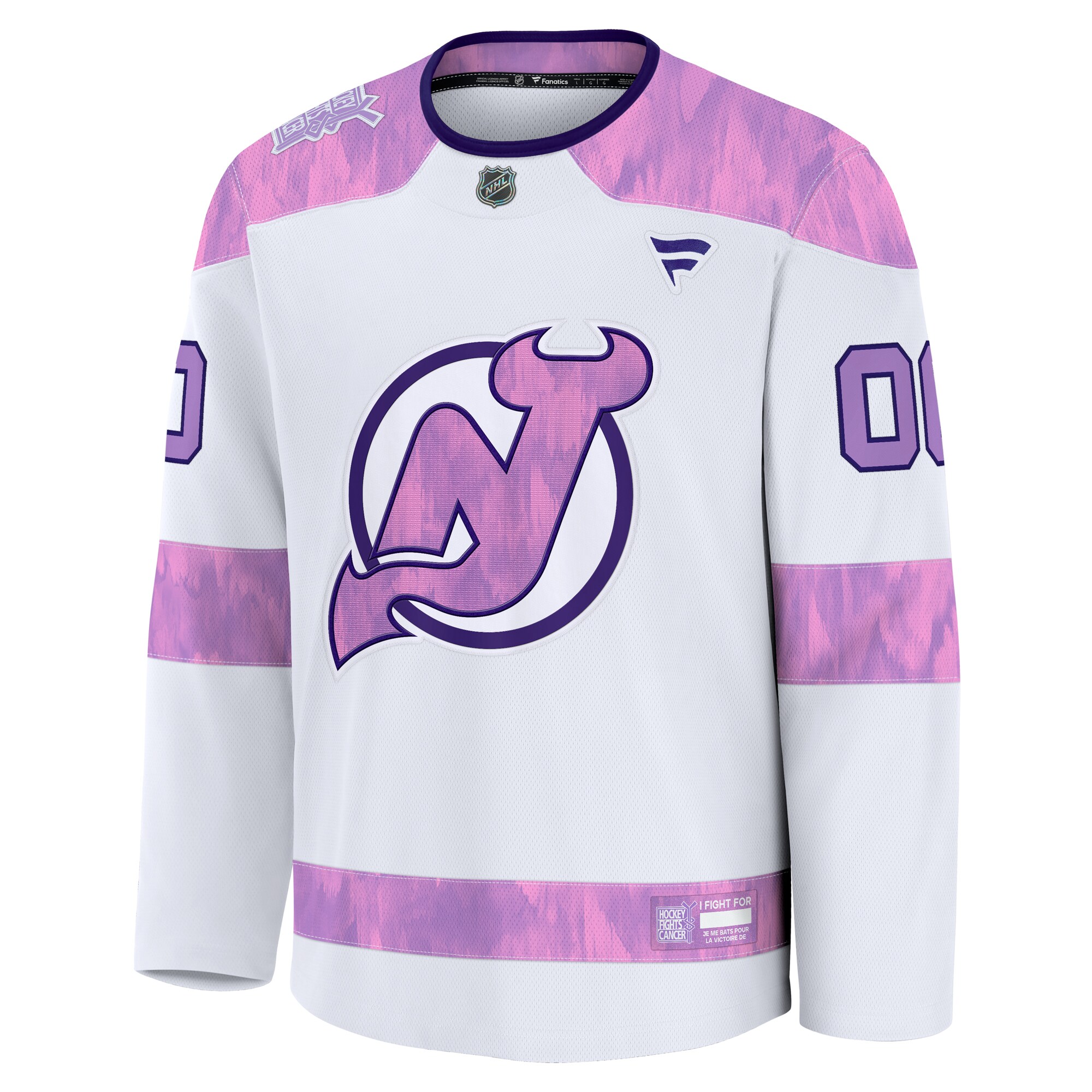 New Jersey Devils White 2024 Fights Cancer Custom Practice NHL Jersey Men's