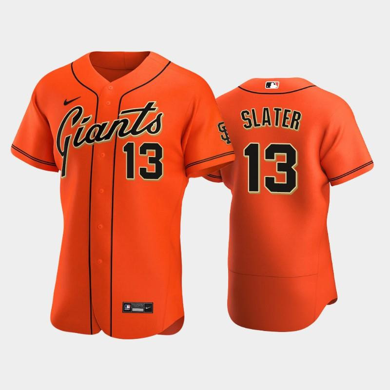 San Francisco Giants 13 Austin Slater Alternate Orange MLB Jersey Men's