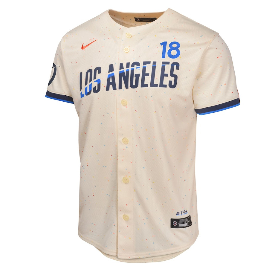 Yoshinobu Yamamoto 18 Los Angeles Dodgers 2024 City Connect Limited Cream MLB Jersey Youth