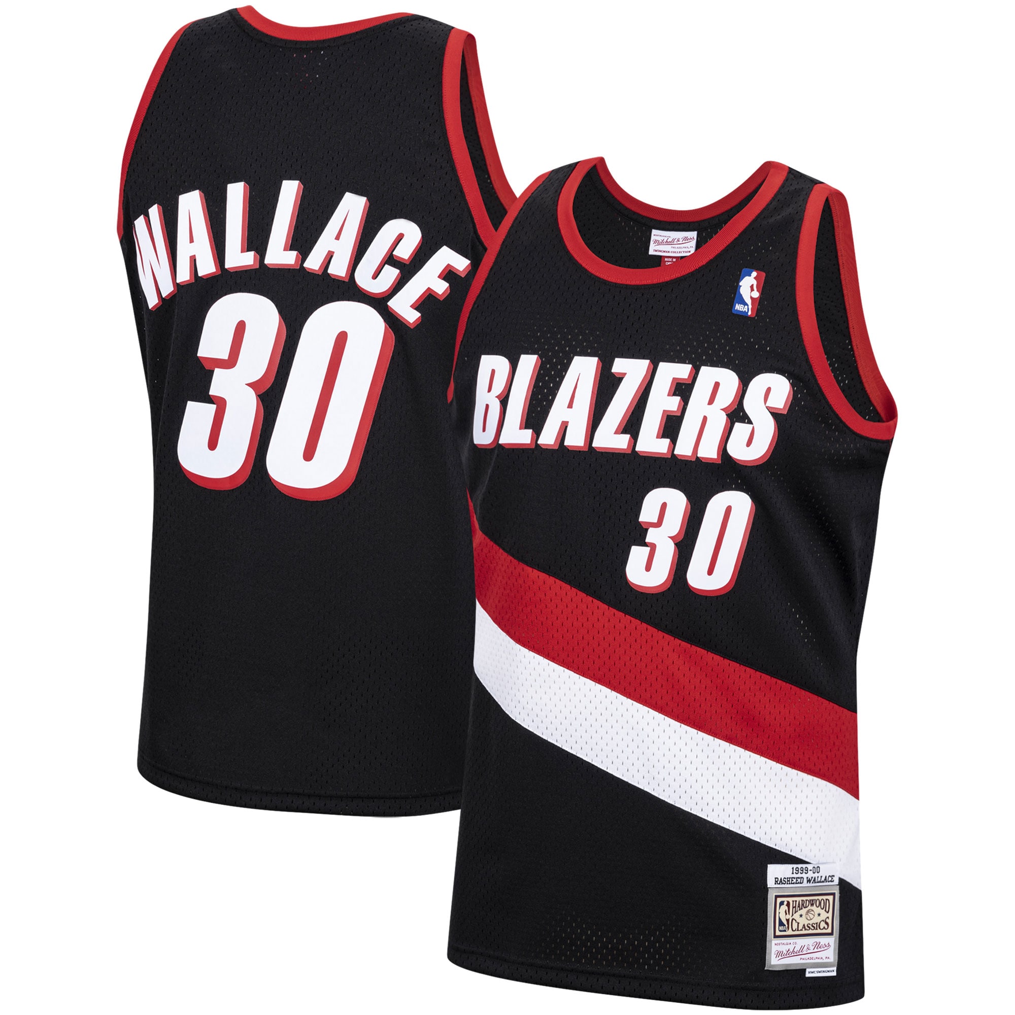 Mitchell Ness Rasheed Wallace Black Portland Trail Blazers 1999-00 Hardwood Classics Swingman NBA Jersey Men's