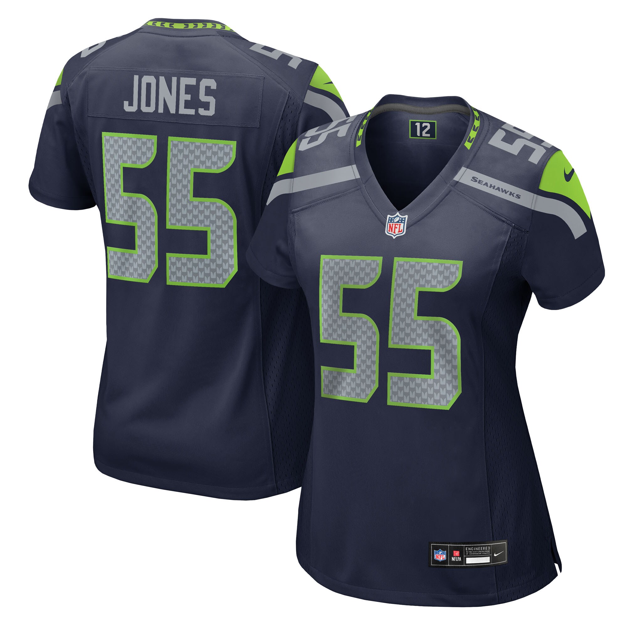 Seattle Seahawks Dre'Mont Jones College Navy Team Game NFL Jersey Women's