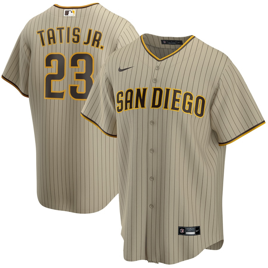 Fernando Tatis Jr. 23 San Diego Padres Alternate Tan MLB Jersey Men's