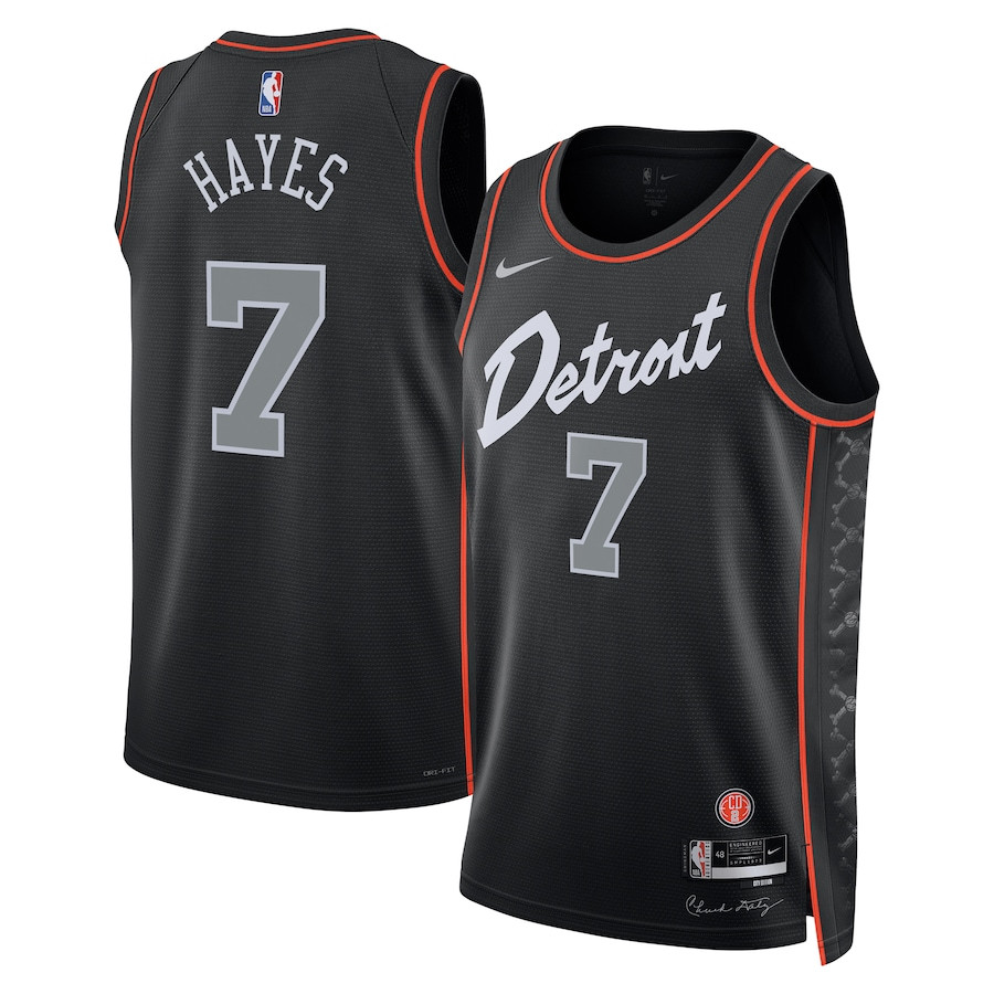 Killian Hayes 7 Detroit Pistons 2023/24 City Edition Swingman Black NBA Jersey Men's