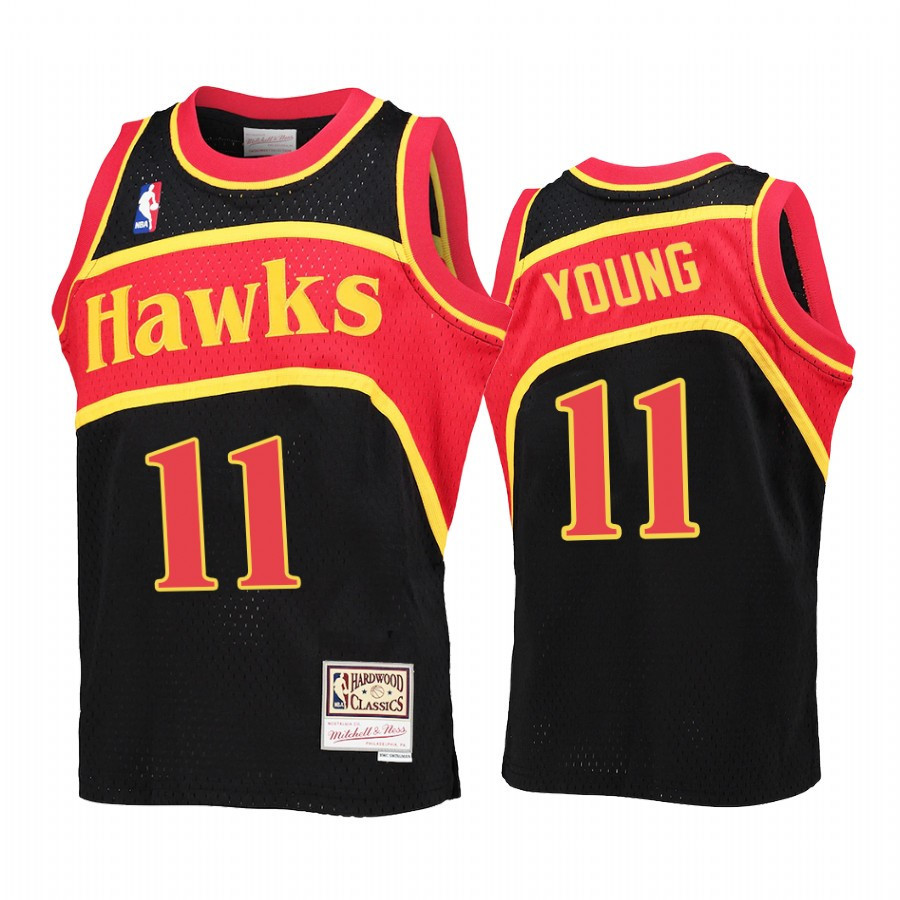Trae Young 11 Atlanta Hawks Black Reload Throwback NBA Jersey Youth