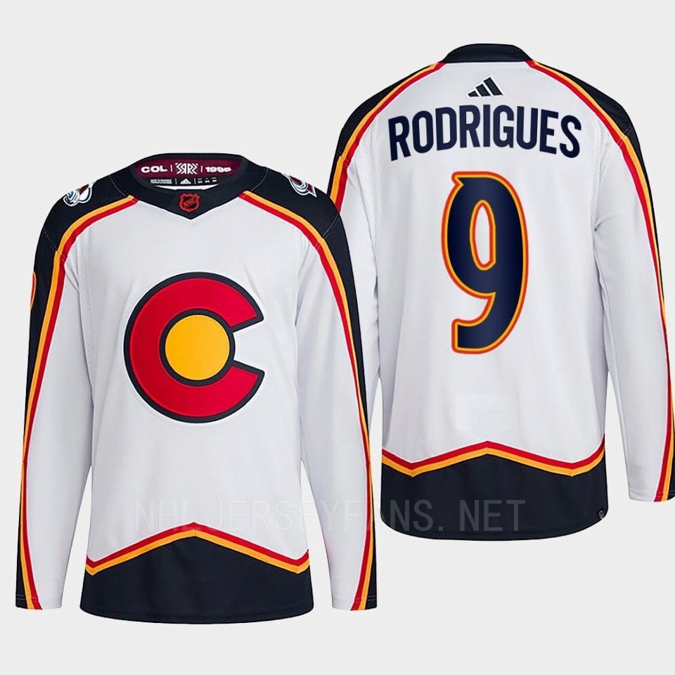 Evan Rodrigues 9 Reverse Retro 2.0 2022 Colorado Avalanche White Primegreen NHL Jersey Men's