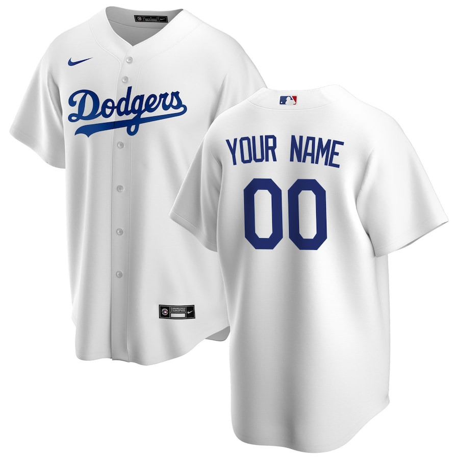 Los Angeles Dodgers Home Custom White MLB Jersey Men's
