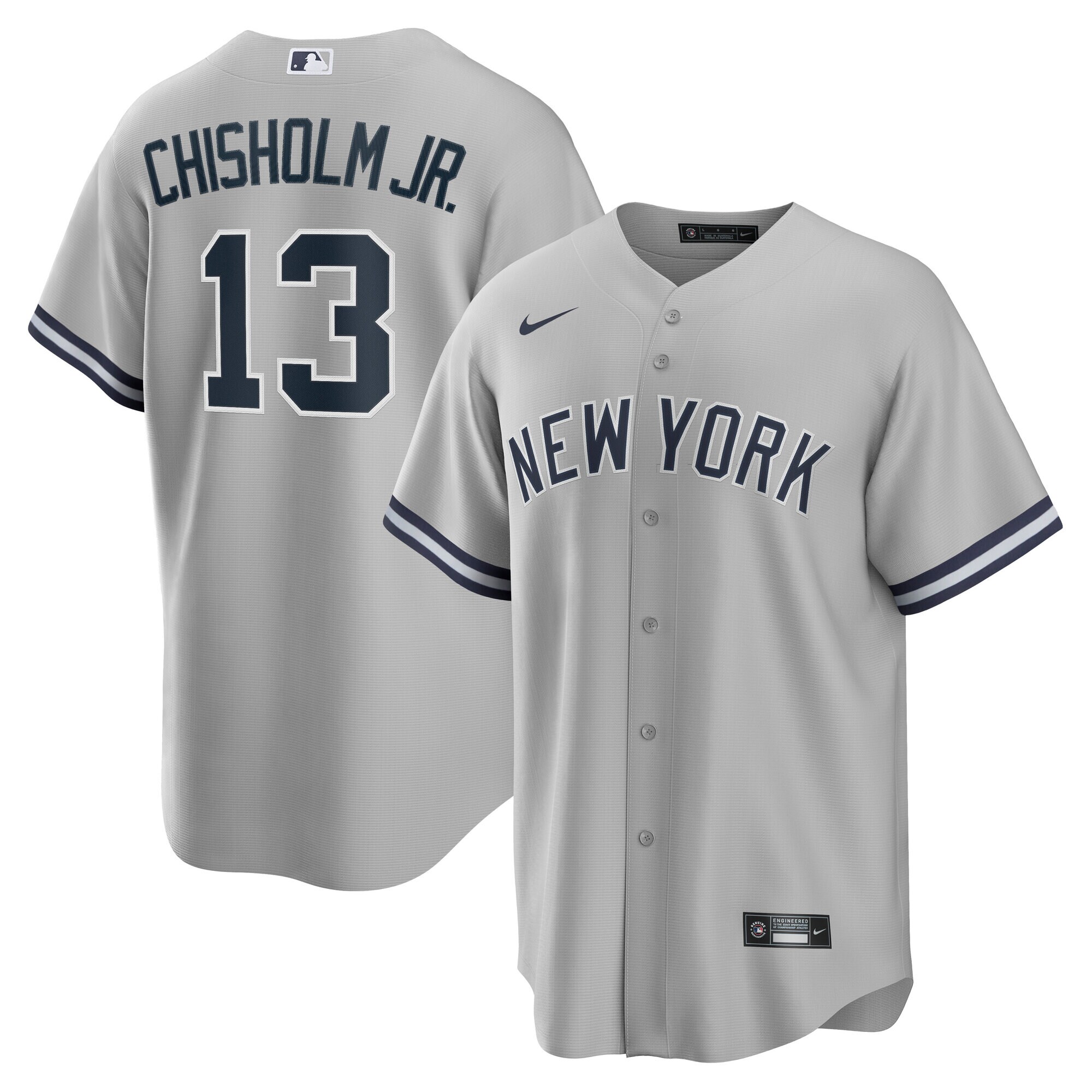 New York Yankees Jazz Chisholm Jr. Gray Road Player MLB Jersey Men's