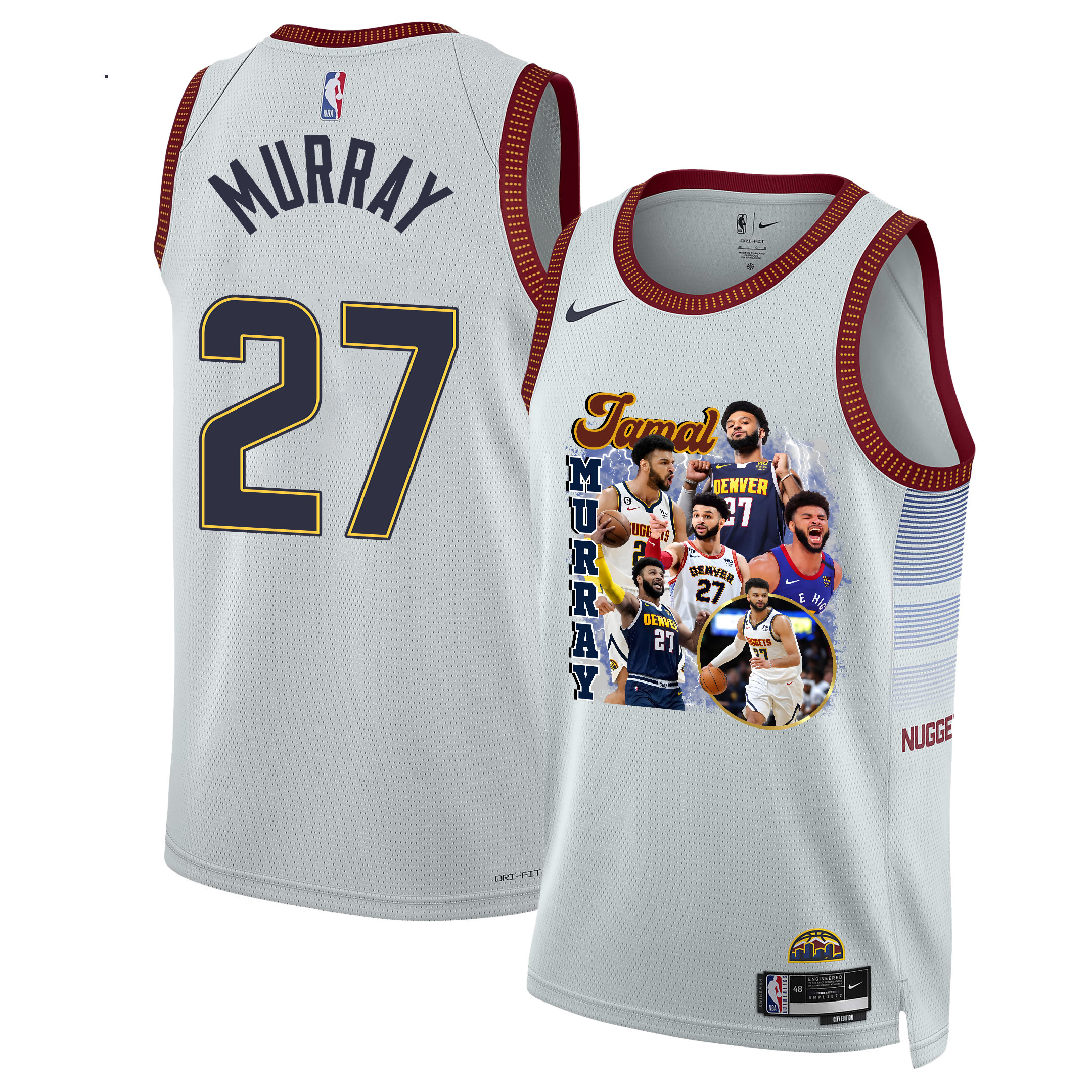 Jamal Murray 27 Denver Nuggets Playmaking Maestro 2023 Champions Swingman White NBA Jersey Men's