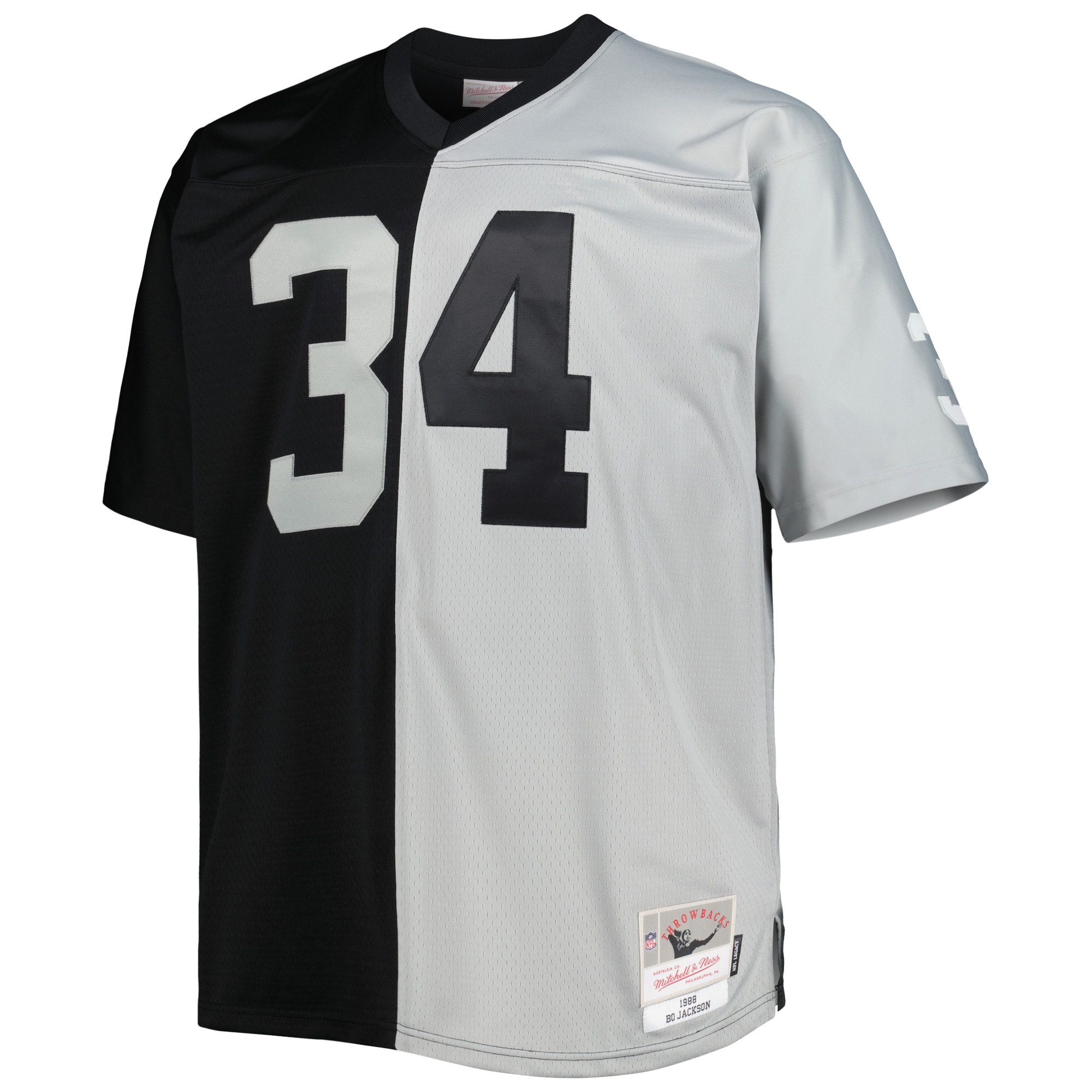 Las Vegas Raiders Bo Jackson Mitchell Ness Black/Silver Big Tall Split Legacy Retired Player NFL Jersey Men's