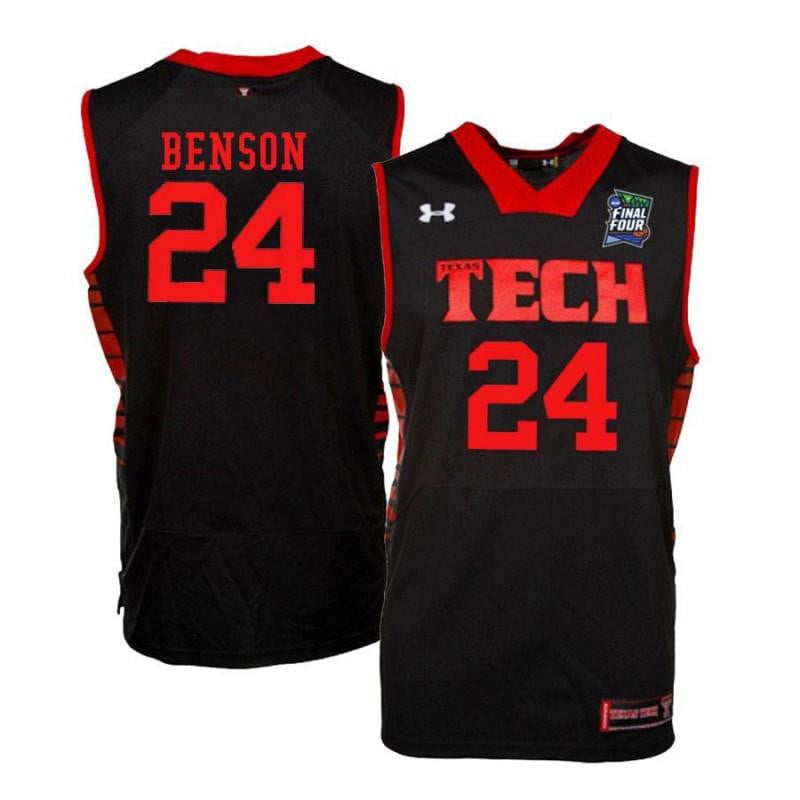 Under Armour 24 Avery Benson Black Texas Tech Red Raiders NCAA Jersey Men's