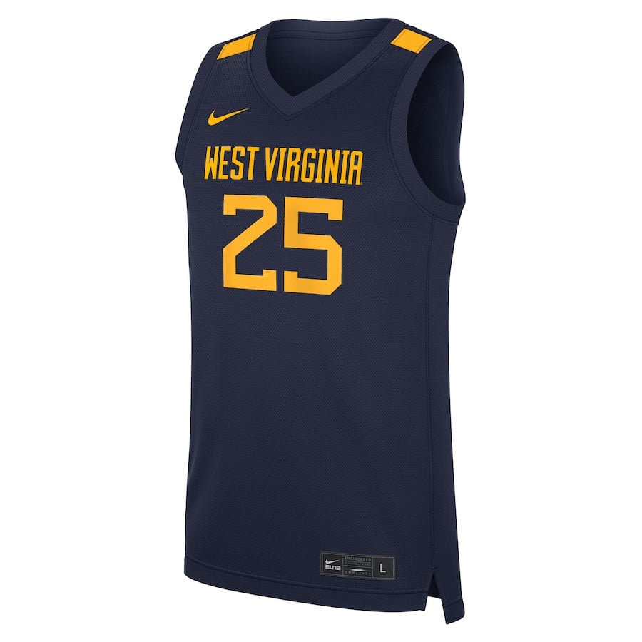 West Virginia Mountaineers Road Navy #25 NCAA Jersey Men's