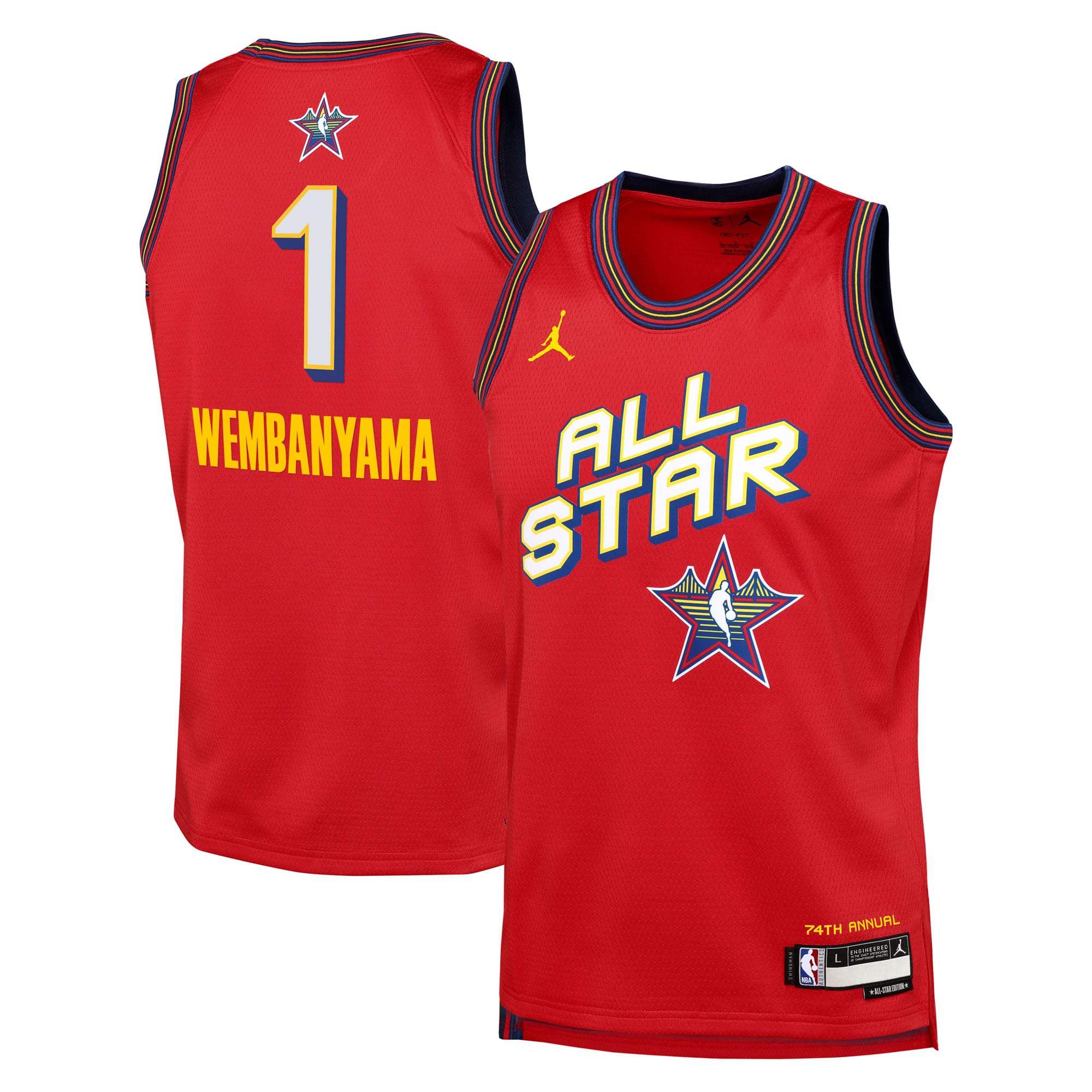 NBA Jordan Brand All Star Swingman Team Red Victor Wembanyam NBA Jersey Youth