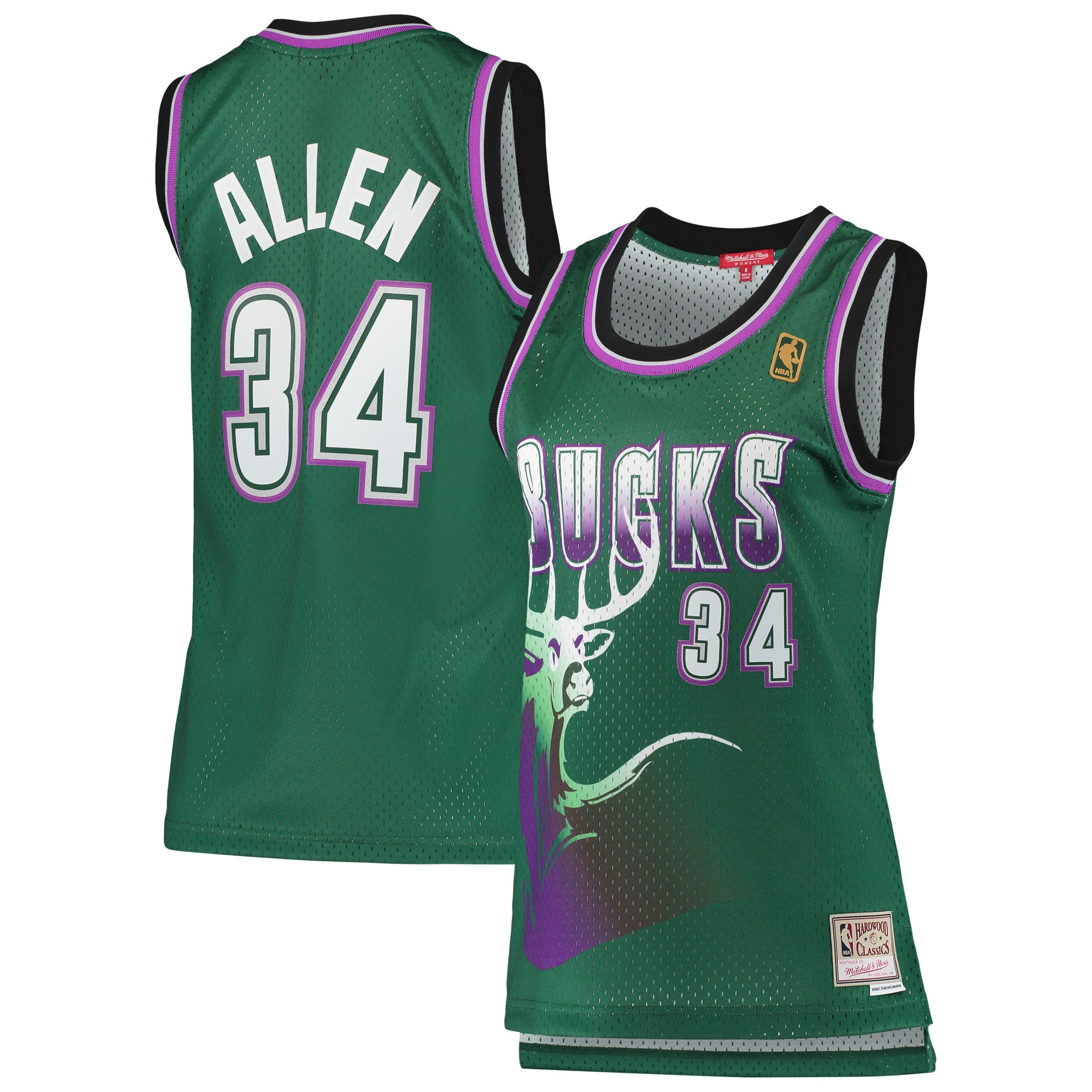 Mitchell Ness Ray Allen Green Milwaukee Bucks 1996-97 Hardwood Classics Swingman NBA Jersey Women's