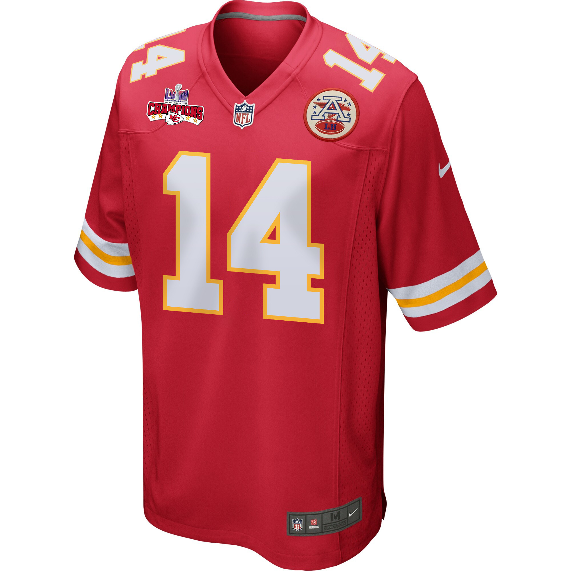 Cornell Powell 14 Kansas City Chiefs Super Bowl LVIII Champions 4 Stars Patch Game Red NFL Jersey Men's
