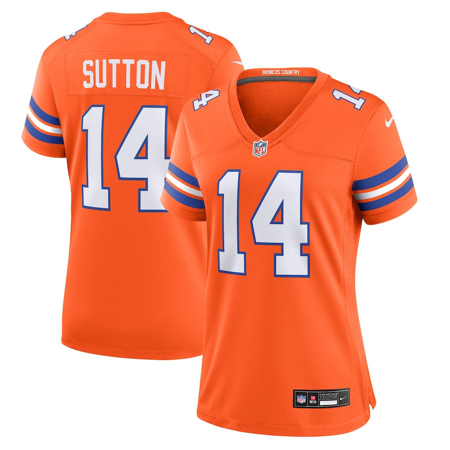 Courtland Sutton 14 Denver Broncos Mile High Collection 1977 Throwback Player Game Orange NFL Jersey Women's