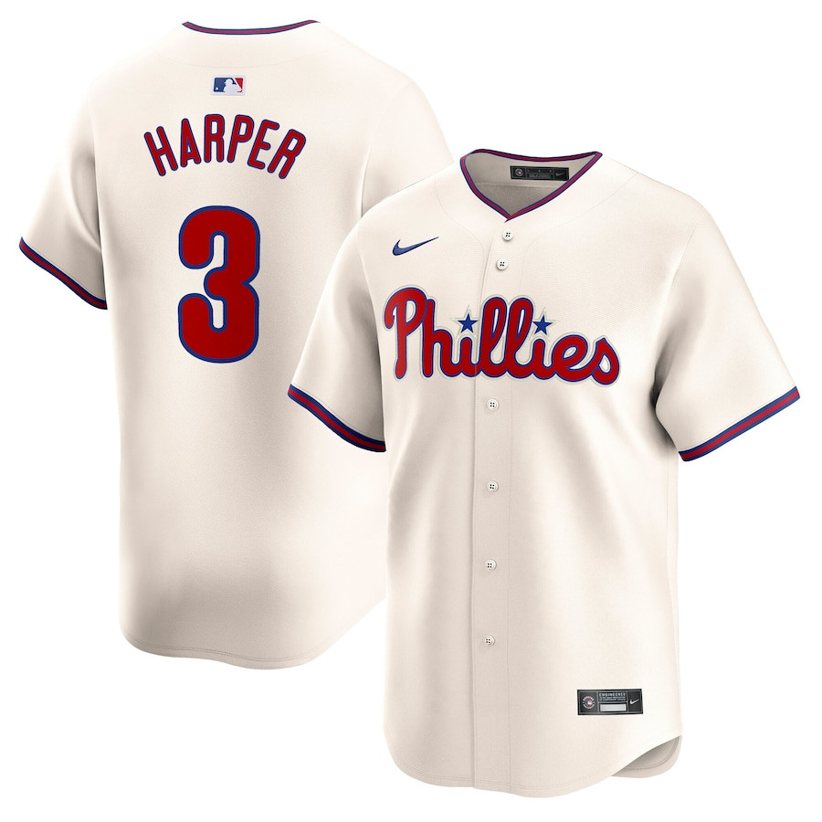 Bryce Harper 3 Philadelphia Phillies 3rd Alternate Limited Player Cream MLB Jersey Men's